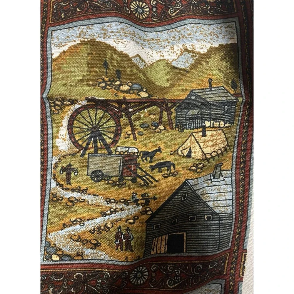 Vintage 5th Avenue Native Village Frontier Train Buffalo Saloon 2 Yards Fabric